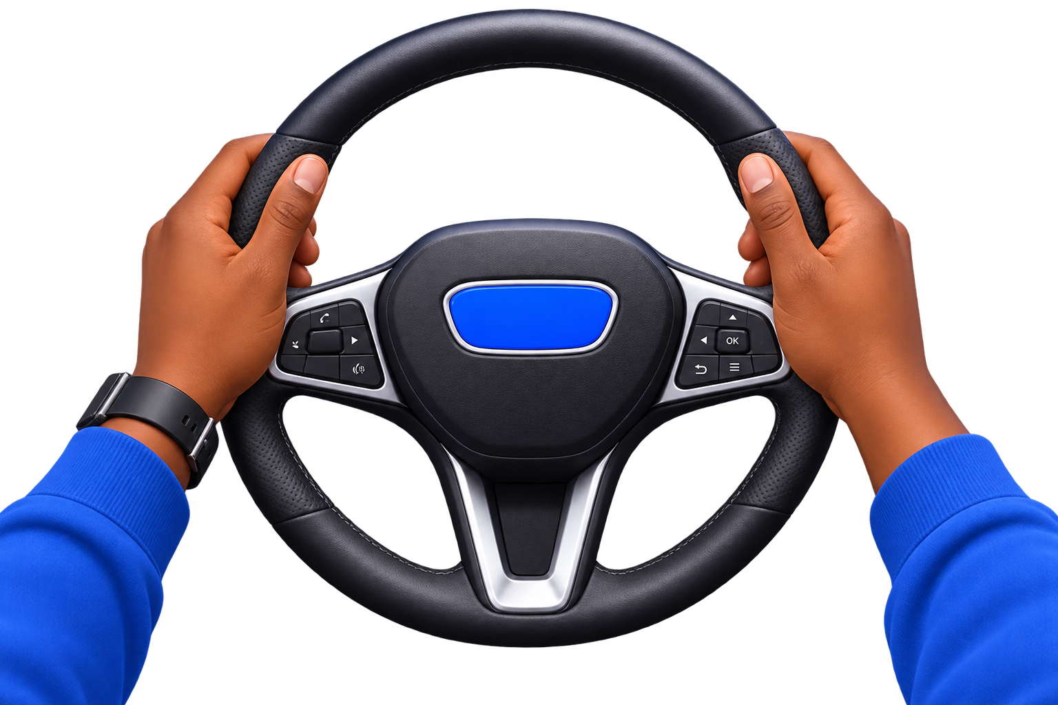 Hands on a steering wheel