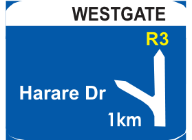 Advance exit direction road sign