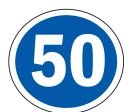 Maintain or exceed the 50km/h speed indicated road sign