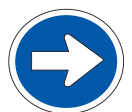 Proceed to the right only road sign