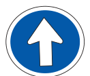 Proceed straight only road sign