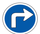Turn right at the junction ahead set only road sign