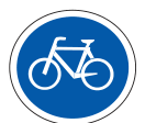 Public road or portion of road set aside for use by pedal cyclists only. They should use such portion or public road only road sign