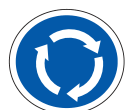 direction at the roundabout ahead and yield right of way to traffic approaching from the right road sign