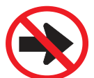 Turning to the right prohibited road sign