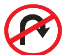 Turning the vehicle to face in the opposite direction prohibited road sign