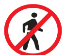 Pedestrians prohibited beyond such sign road sign