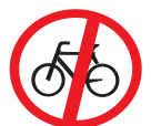 Pedal cyclists prohibited beyond such sign road sign