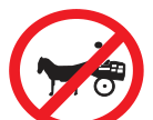Animal drawn vehicles prohibited beyond such sign road sign