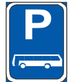 Parking reserved for buses only road sign
