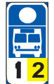 as a bus stop for the buses of the organisation indicated road sign