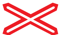 Railway crossing road sign